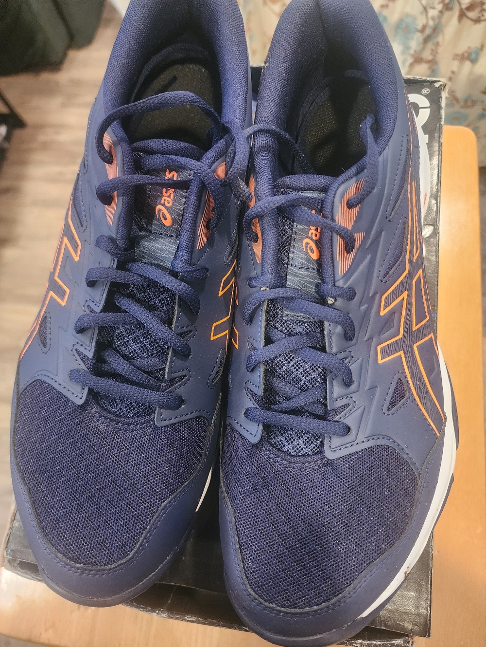 Asics Navy and Orange Gel-Rocket 11 Volleyball Shoes - Picture 3 of 6